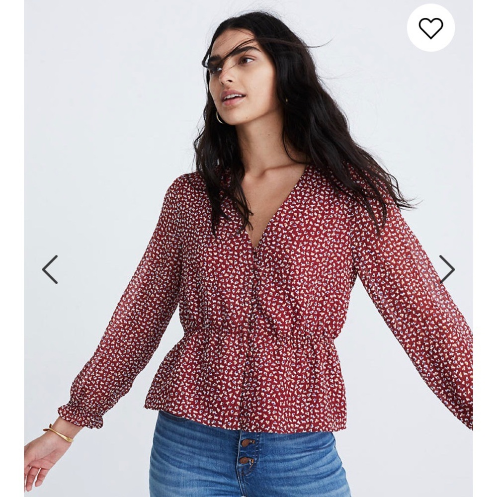 Madewell Red Floral Overture Top
